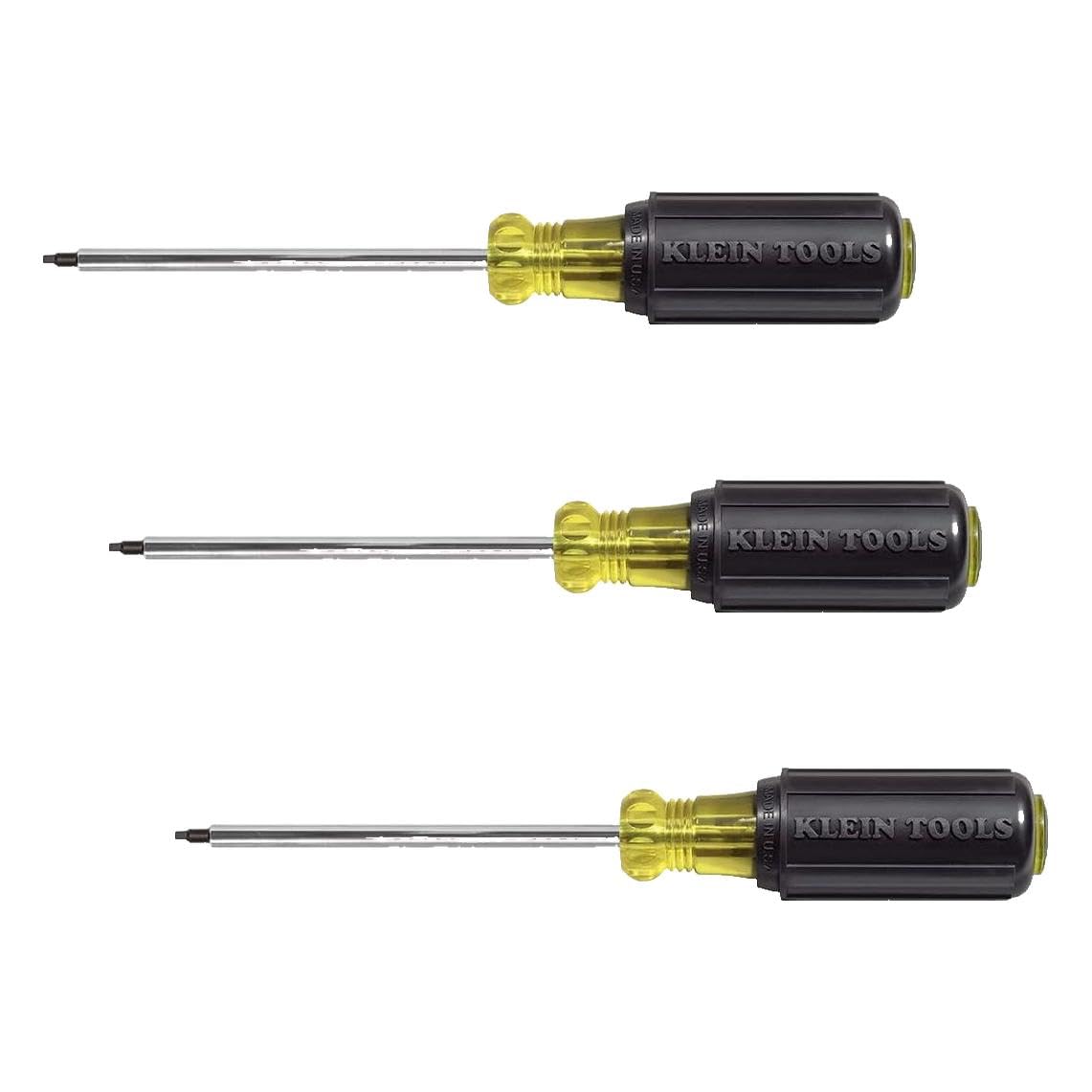 Klein Tools 661 Screwdriver, #1 Square Recess Tip with 4-Inch Round Shank, Made in USA (Pack of 3)
