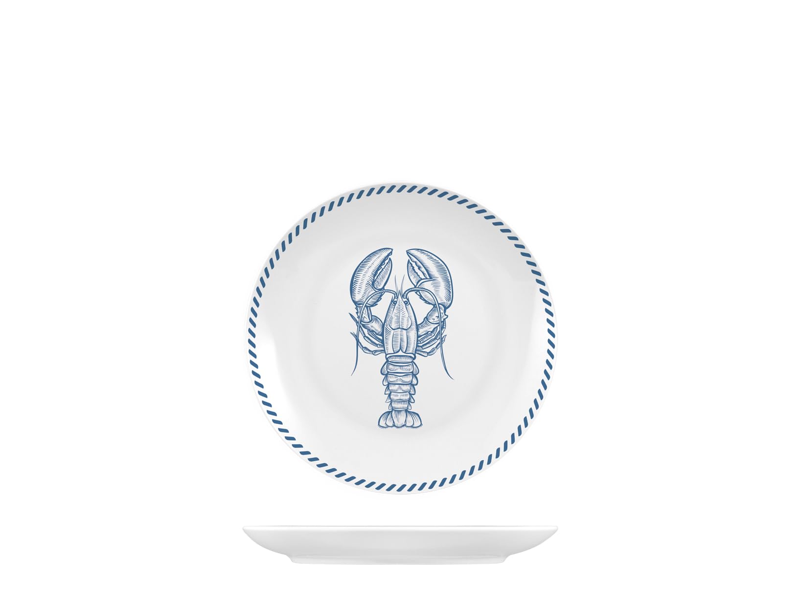 H&H – Vajilla de 18 piezas Ocean, porcelana decorada con forma coupe, apta para microondas y lavavajillas