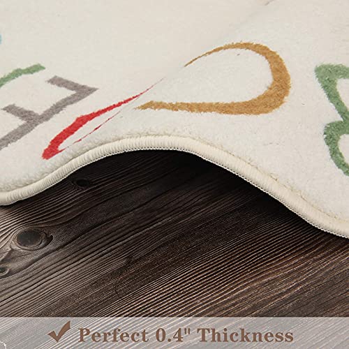 Topotdor Rainbow Round Kids Play Rug Alphabet Nursery Area Rug Extra Large Soft Crawling Play Mat for Children Toddlers Bedroom (47 inch, Multi Color) - Image 4
