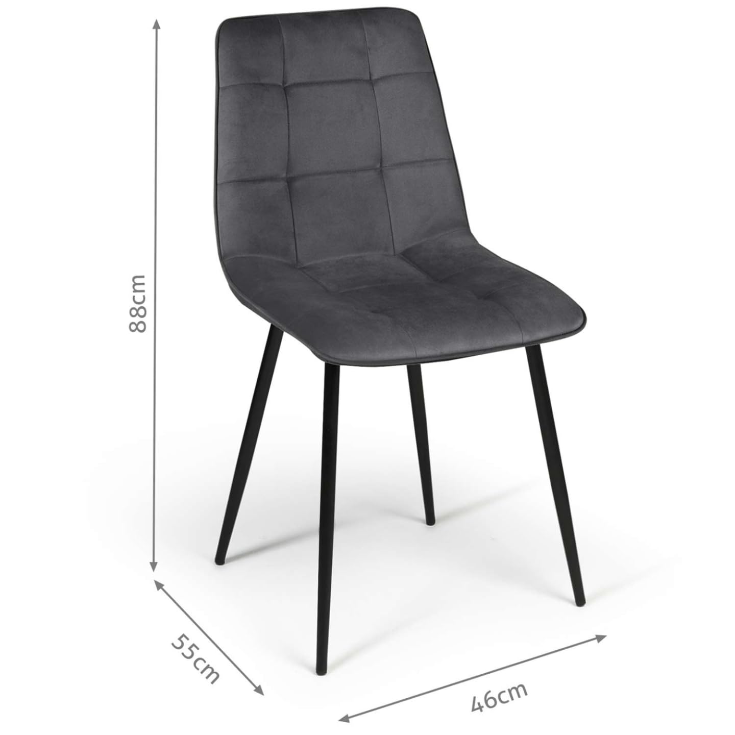IDMarket - Juego de 6 sillas Mila de terciopelo gris oscuro para comedor