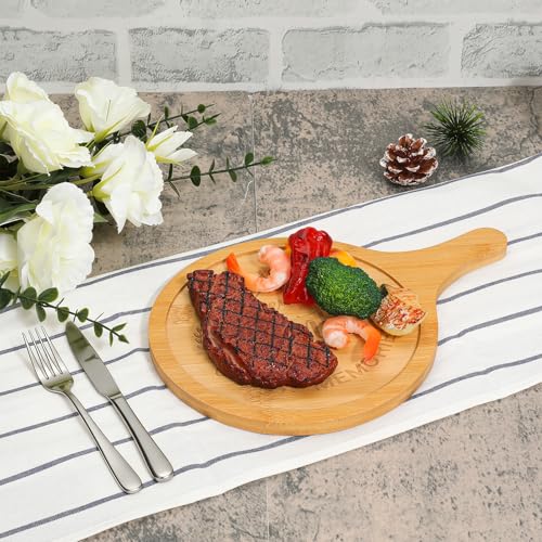 Bandeja de pizza redonda de bambú con set de tazas y accesorios miniatura 6