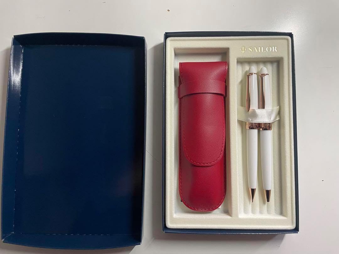 SAILOR ボールペン、シャーペンセット ホワイト 2本 レッド