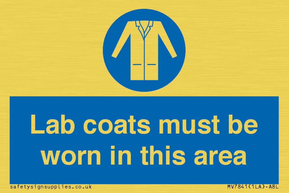 Lab coats must be worn in this area Sign - 75x50mm - A8L