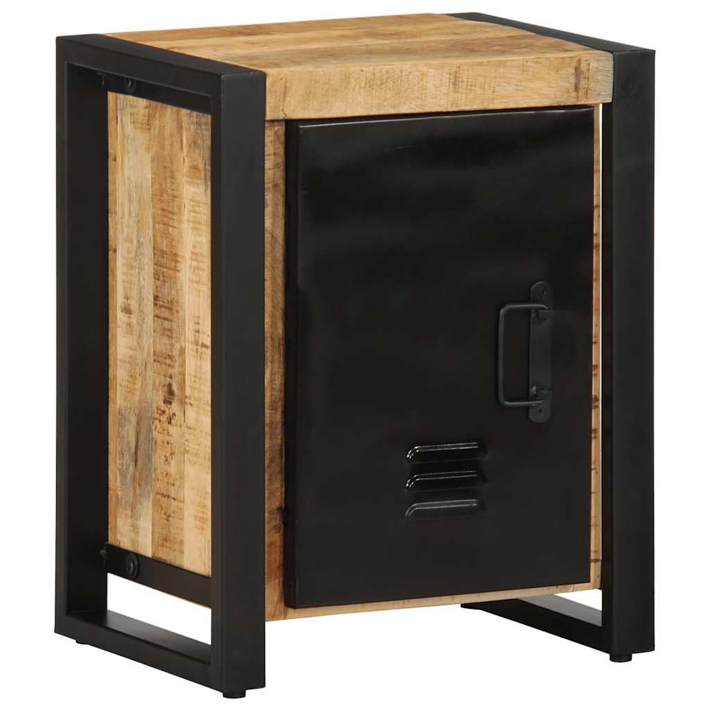 Table de Chevet en Bois de Manguier Massif 40x30x51 cm et Pieds en Fer