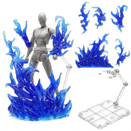 Action Figure Stand Set with Fire Effects - Purple & Blue Display Holder for 6-12 Inch Models Easy Assembly and Sturdy Support