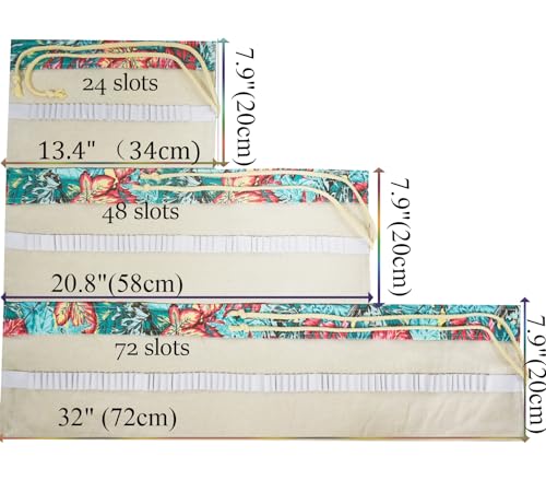 Image of Maple Leaf Colored Canvas Pencil Case Roll Wrap Roll Up Holders Pencil Organizers for Artist Adult Coloring Travel Storage With 24 Slots(Tree Leaves)