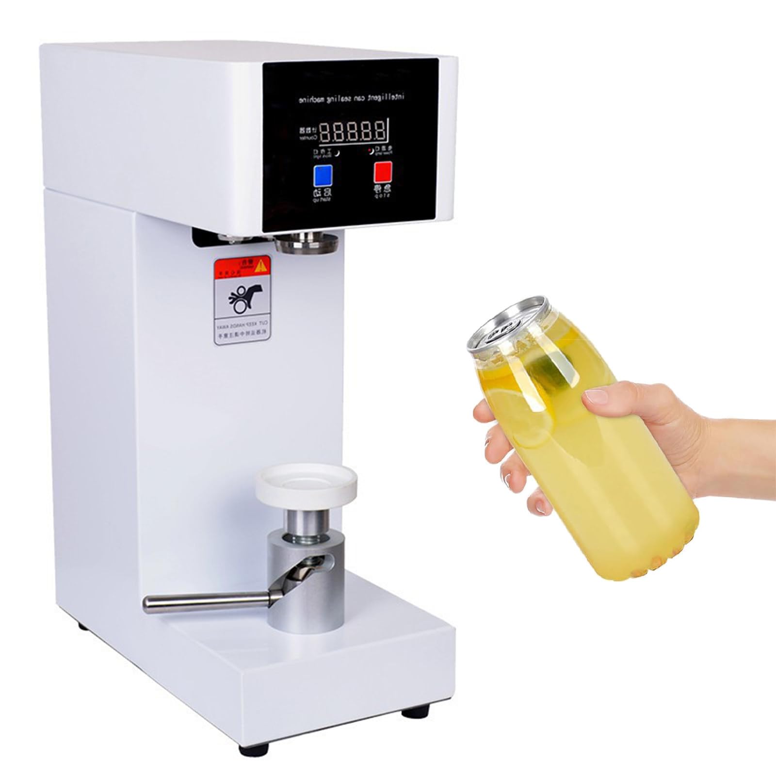 Macchina sigillatrice Automatica per lattine, Macchina sigillatrice Manuale per Bicchieri, sigillatrice per lattine di Soda Commerciale da 180 W, con contatore e Display LCD White