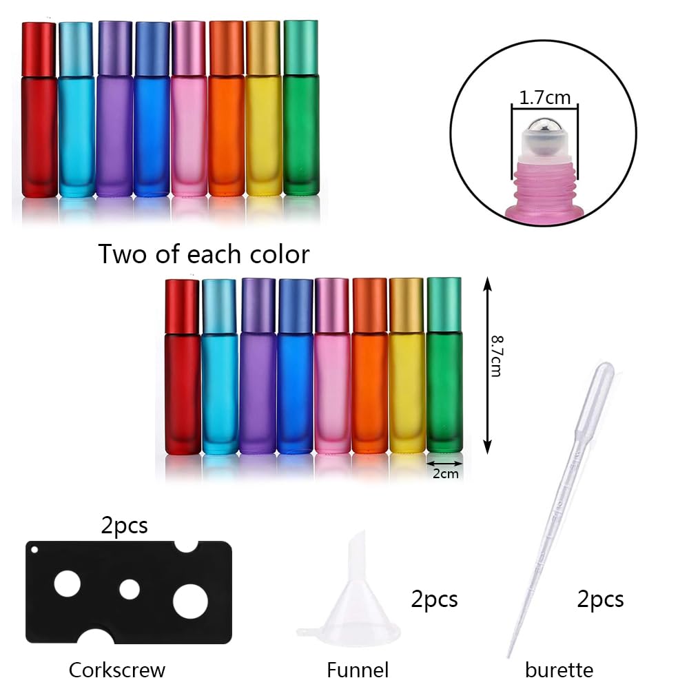 HIQE-FL Roll on Vuoto per Oli Essenziali 10 ml, Bottiglie a Rullo, Contenitori Cosmetici Vetro, Bottiglia Oli Essenziali, Bottiglia di Vetro (A)