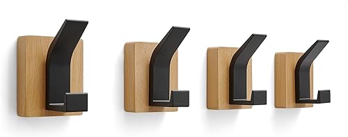 Ganchos de pared para colgar percheros de pared, 4 ganchos de pared de aluminio y madera para colgar ganchos de abrigo resistentes, perchero para disponible en Yaxa El Salvador