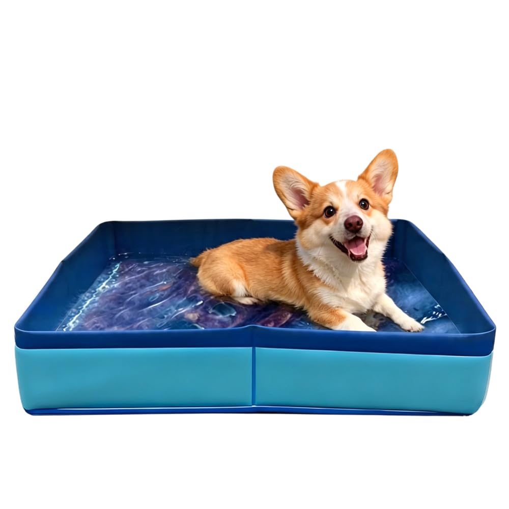 Foldable Pet Bath Pool, Multi-Layer Waterproof Portable Dog Bathing Tub with Non-Slip Base, Collapsible Paddling Pool for Small-Medium Dogs Cats