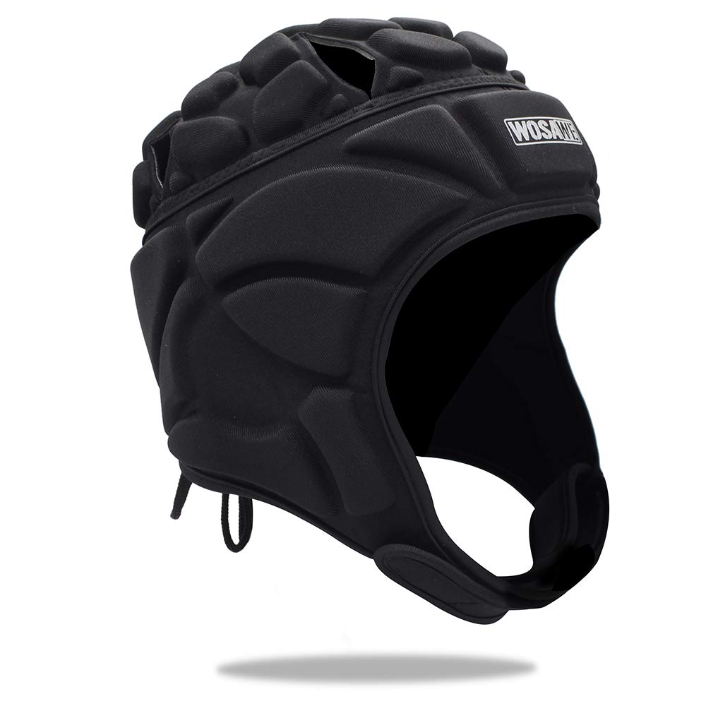 Torwarthelm Kopfschutz Helm, Umfassender Schutz Atmungsaktiv Verstellbares Design mit Luftlöchern Krempe, Spielhelm Schutzhelm für Fahrrad Sport Training Rugby Football Tormann, schwarz