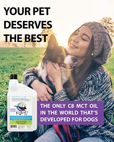 LifeSense C8 MCT Oil for Dogs, Keto-Friendly, Sourced from Coconut Oil, Human Grade, 32 oz, Made in USA by PhD Nutrition, Dog Optimal Fuel for The Brain and Body