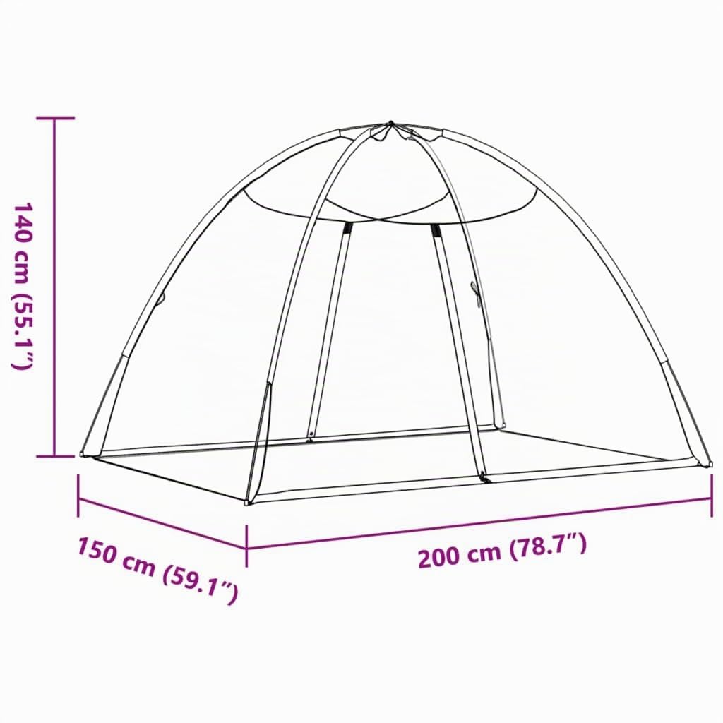Moustiquaire pour Lit, Moustiquaire Dôme Tente de Lit Pliable avec Portes 220 Maille Noir 200x150x140 cm