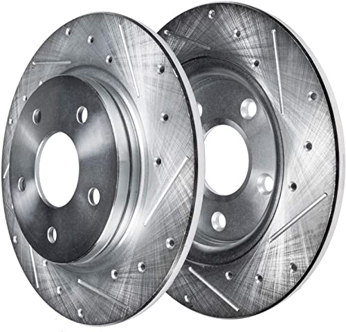 Image of Detroit Axle - Rear Brake Kit for Ford Taurus X Five Hundred Freestyle Mercury Montego Sable, Drilled & Slotted Disc Brake Rotors Brake Caliper Replacement