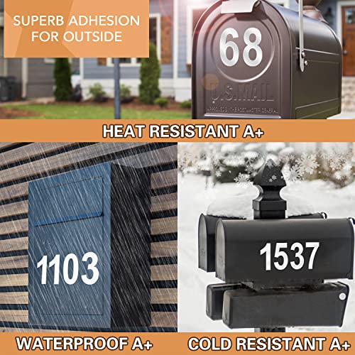 Super Reflective Mailbox Numbers Stickers | Ultra-High Reflectivity | Self-Adhesive Vinyl Stickers | 5 Sets,Total 50 Pcs | Premium Decal Die Cut & Pre-Spaced For Signs, Trucks, House, Outdoor, 2 Inch #TOP2