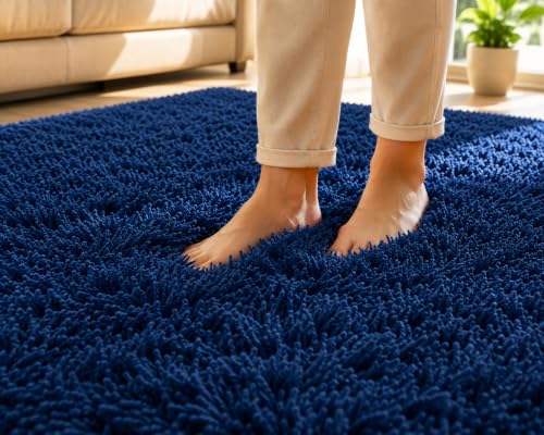 Image of Shaggy Carpet 5x7 Ft for Living Room & Bedroom (Blue)