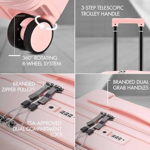 Image of Tommy Hilfiger Cabin Size Luggage Duke - Blush Pink |Carry-On Trolley Bag with TSA Lock |360 Spinner Wheels |Telescopic Handle |Hardshell PC Suitcase | Laptop Compartment | 56cm | 44L Capacity