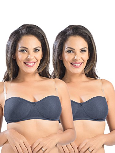 Image of SONARI Ell 18 Womens T-Shirt Bra | Double Layered, Adjustable and Removable Bra Straps, Hook and Eye Closure, Non-Wired, Soft Cotton Spandex Material (Free Transparent Straps)