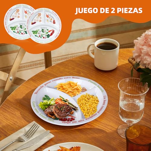 Yuecda Portionskontrollteller für ausgewogene Ernährung – Teller mit gesunder Ernährung für Erwachsene und Jugendliche… – Ansicht 4