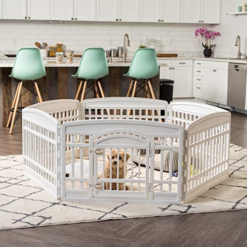 IRIS USA 24" Exercise 6-Panel Pet Playpen with Door, Dog Playpen, Puppy Playpen, for Puppies and Small Dogs, Keep Pets Secure, Easy Assemble, Fold It Down, Easy Storing, Customizable, White - Image 7