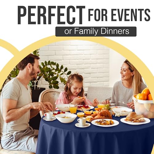Image of Exquisite 66% Thicker Premium Navy Blue Round Tablecloth 0.5 Mil 6 Pack Plastic Table Cloth Disposable 84 Inch Round Plastic Tablecloth Won't Tear Easily Like Cheap Thin Brands