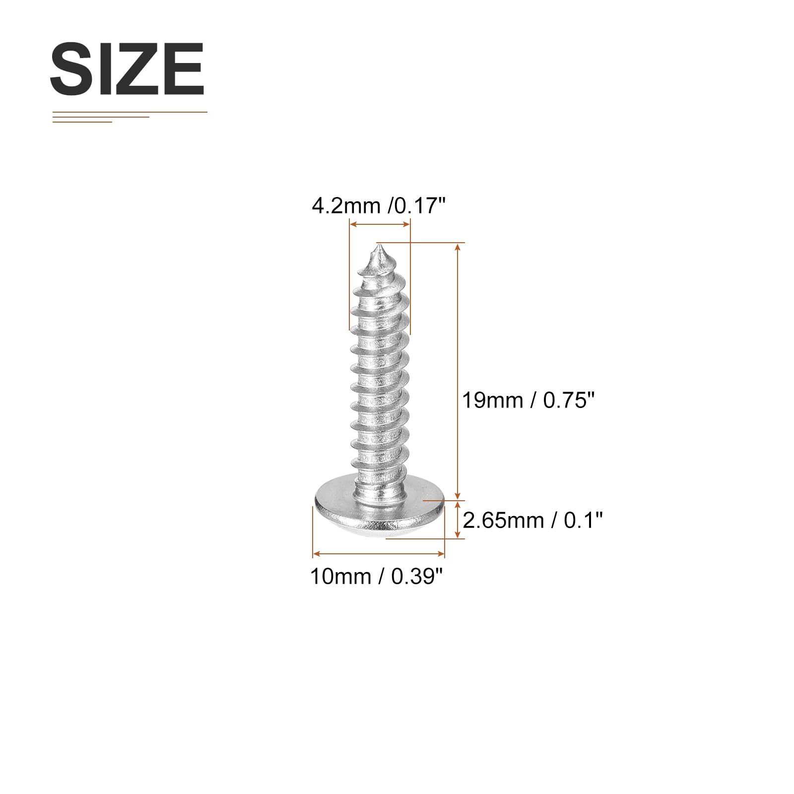 DTGN #8x3/4 Sheet Metal Screws, 100 Pack, for Wood Furniture - Image 2