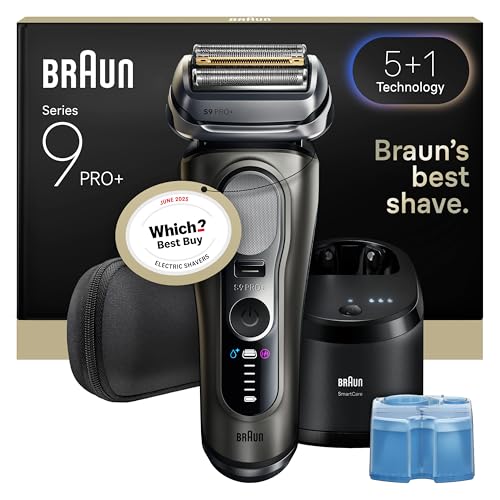 Braun Shavers Series 9 Pro+ Electric Shaver for Men, Wet & Dry Electric Razor, 5+1 Ultra Thin Precision Blades, Pro SensoAdapt, 6 in 1 SmartCare Center, 60 min Runtime, 9665CCE Graphite