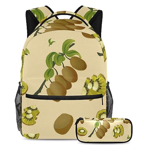 Sac à dos Kiwifruit ergonomique avec trousse à crayons pour ados