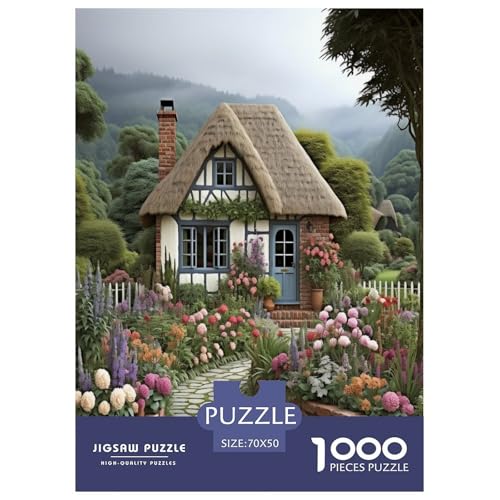 Puzzle de 1000 piezas para adultos con diseño artístico de una cabaña de montaña de 70x50 cm
