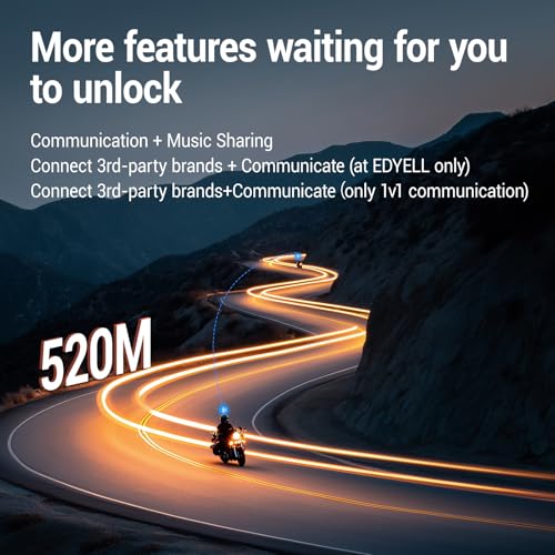 Image of EDYELL Motorcycle Helmet Bluetooth Headset,C2 Motorcycle Helmet Speakers with HiFi Sound,Group Communication System,IPX5 Waterproof /Call /Music /Noise Cancellation,Suitable for Riding /Snowmobile /Cycling
