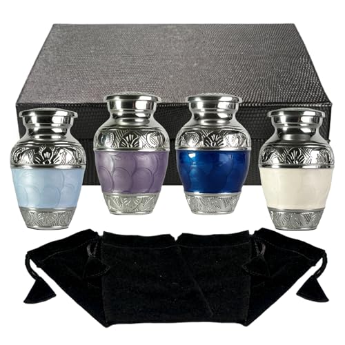 Image of Small Urns for Human Ashes Keepsake - Mini Urns for Ashes - Handcrafted Keepsake Urns - Mixed Colors Set of 4 - Elegant Memorial Ash Holders