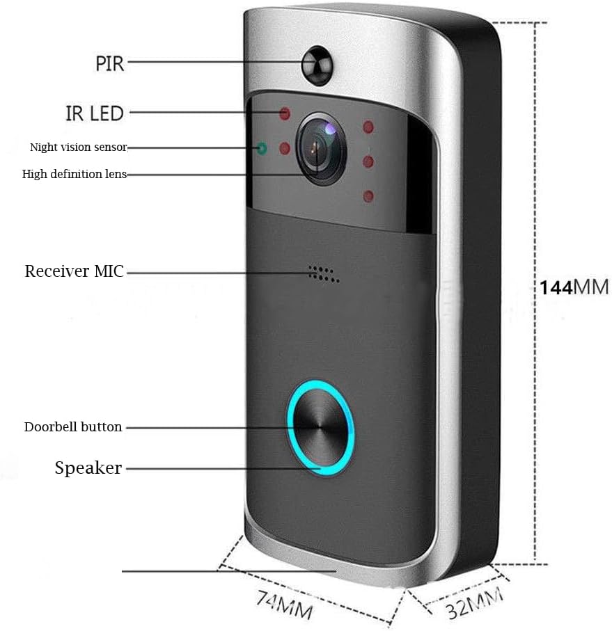 BSLVWG Wireless Video Doorbell Camera with Chime,PIR Motion Detection,Indoor/Outdoor Surveillance with Smart Human Detection,1080P HD, Night Vision, 2-Way Audio,2.4G WiFi,IP65,Battery Powered (Black) 8 51t1PrcKQSL. AC SL1000