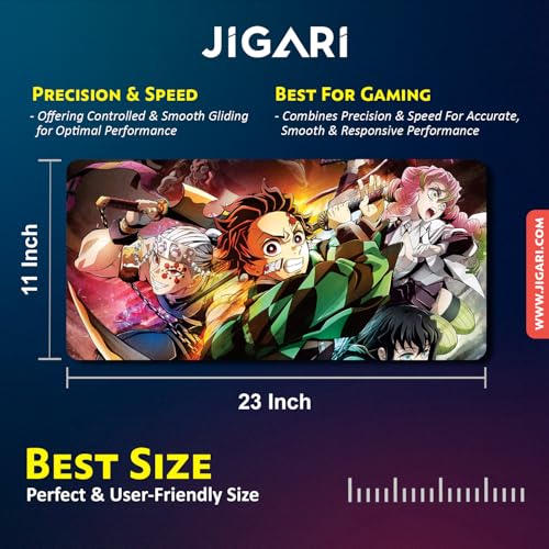 Image of Extended Anime Large Mouse Pad (11 x 23 Inch) | Gaming Mousepad for Laptop, Desktop & Keyboard | Smooth Surface | Anti-Slip Rubber Base (Demon - P70)