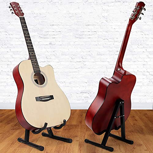 Image of ARCTIC AR-GS Foldable A-Frame Guitar Stand for Acoustic, Electric & Bass Guitars - Heavy-Duty Metal Construction, Anti-Slip Rubber Padding, Portable, Compact & Stable Design (Black)