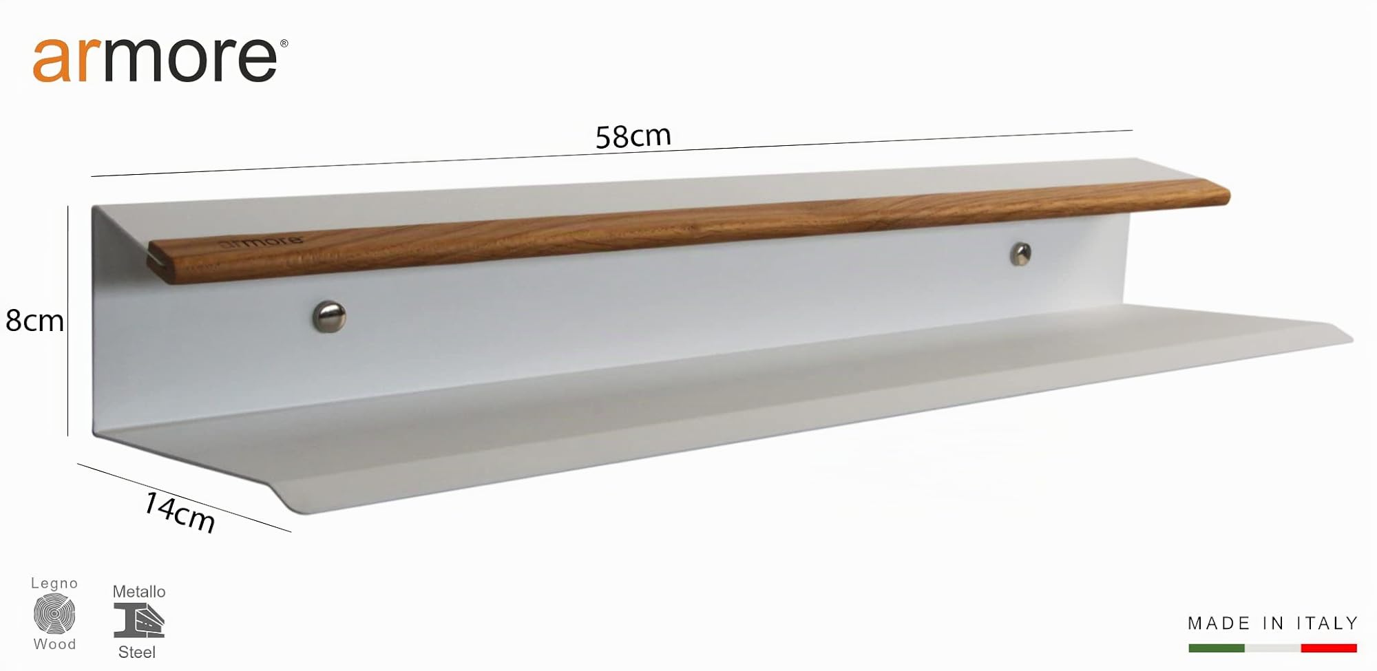 Armore Paar Schuhregale, 2er-Pack, modern, platzsparend, schlank, Wandbehang, Eingangsbereich, Metall, Holz, mit 1 Regal für bis zu 3 Paar Schuhe, schmales starkes offenes Regal (weiß x 2)