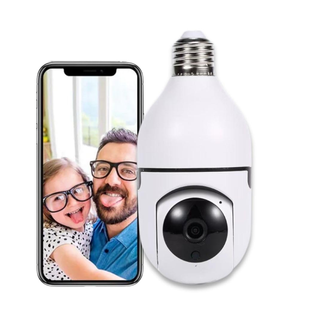 OneXsale 3MP WiFi Bulb Camera for Home Indoor Outdoor | E27 Socket, 360° Panoramic View, Color Night Vision, Human Detection, Motion Alarm, 2-Way Audio | Works on 2.4GHz WiFi