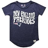 Wes and Willy NFL Girls SS Burn Out Tee Shirt,New England Patriots,6X,Pro Navy