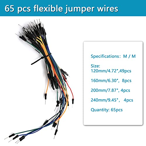Image of Electronic Component Power Supply Module Assorted Kit for Arduino, Raspberry Pi, UNO, Minidodoca Arduino breadboard Power Supply Kit Include 830P Breadboard,Power Module,Jumper 9V 1A Adaptor