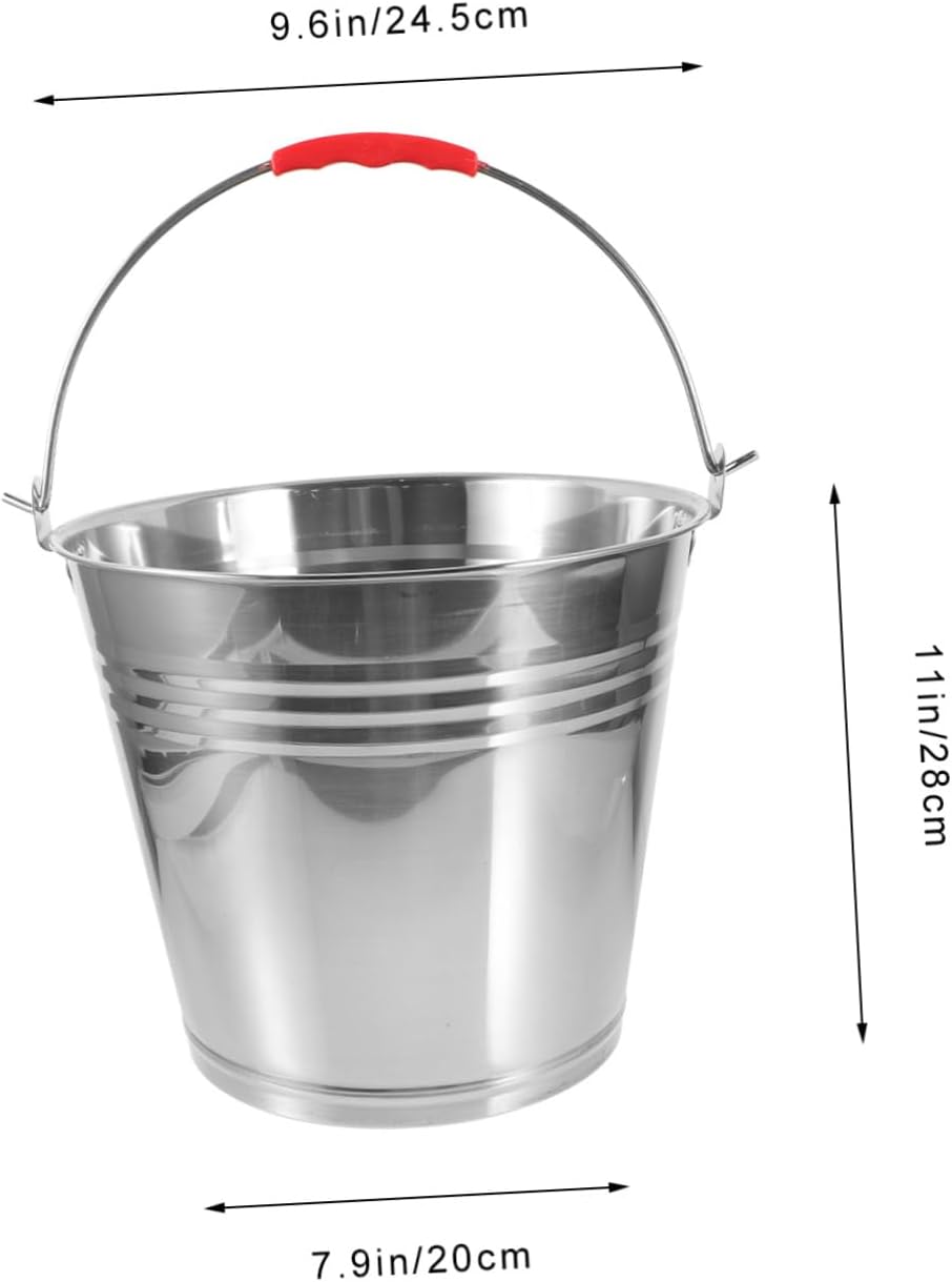 UPKOCH Horse Feeding Bucket Stainless Steel Multipurpose Water and Feed Container with Handle Design for Feeding Bathing and Use