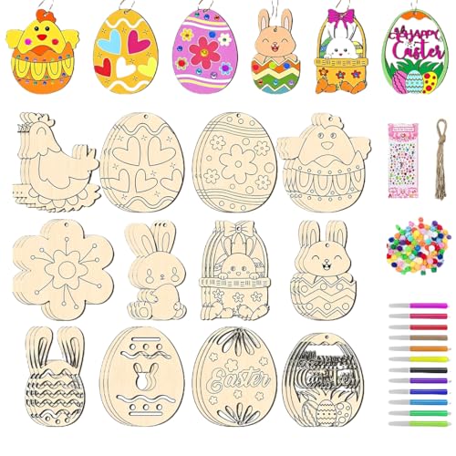 LuLiyLdJ 36 PièCes Bricolage De Paques Pour Les Enfants, Avec Crayons De Couleur Et...