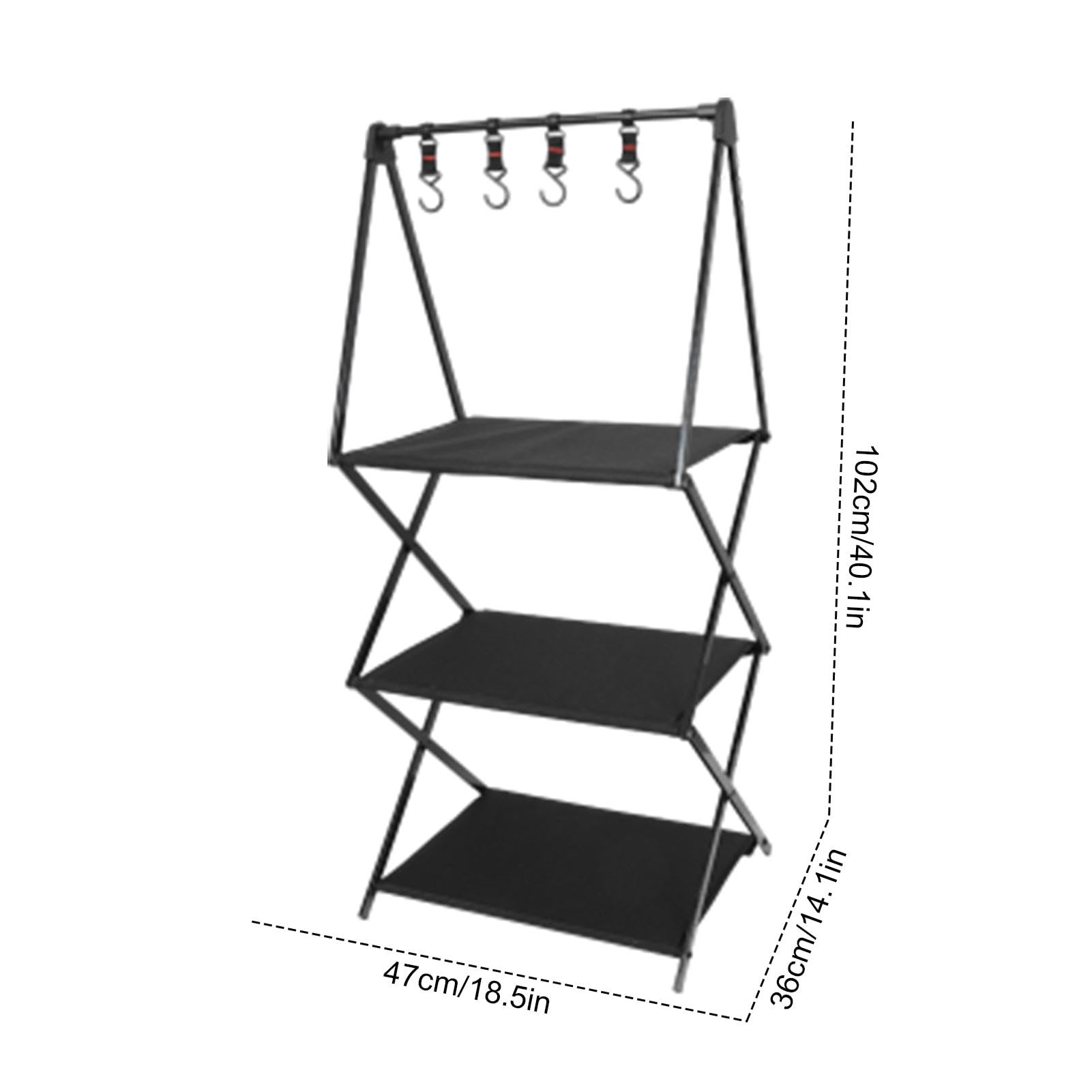 WONQEXZ Scaffale Portatile A 3 Ripiani In Bambù – Organizer Da Desktop Pieghevole Per Campeggio, Casa, Ufficio – Lega Di Alluminio E Legno Naturale - 2