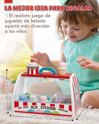 Miniatura 5 de Lehoo Castle Heladeria Juguete, Cocinita Infantil, Comida De Juguete, Juguetes Montessori 2 Años, Utensilios Cocina Juguete, Regalo Para Niños Y Niñas De 3 Anos Y Más Rojo