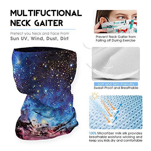 2 PCS Kids Face Mask Neck Gaiters Full-Coverage Bandanas Headband Tube Neck for Boys Girls, School Supplies for Kids(A Galaxy 1, 11-14T/9.0514.17inch) - Thumbnail 4