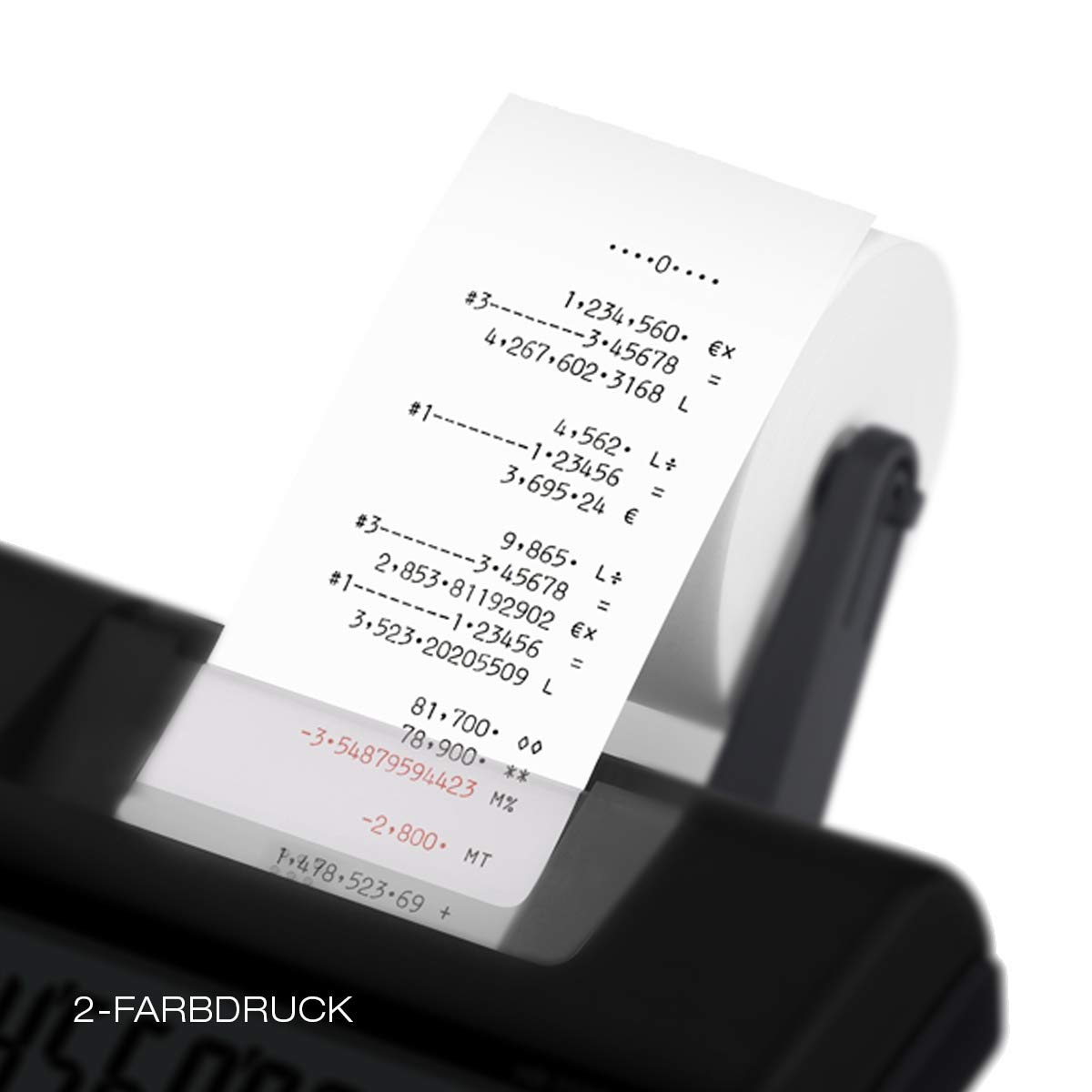 CASIO HR-200RCE druckender Rechner, 2-Farb-Druck, 12-stelliges LC-Display | 12-stelliges LC-Display, Serieller 2-Farbdruck, Steuerberechnung, Währungsumrechnung, Profi-Prozentrechnung, Zeitstempel