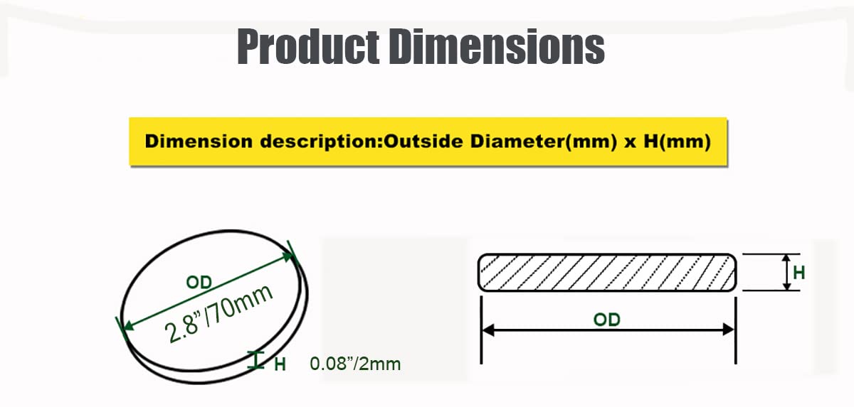 XMRISE White Round Silicone Rubber Gaskets Silicone Flat Seal Washer Solid Pads Translucent Thickness 2mm,Dia.2.8 inches/70 mm