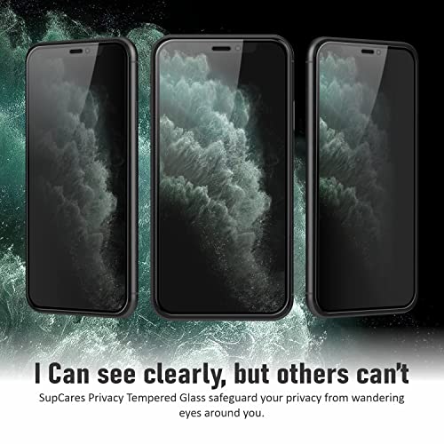 Image of SupCares Privacy Tempered Glass for iPhone 11 Pro, iPhone X and Xs (5.8 Inch) With Installation Kit | Military-Grade Gorilla Screen Protector | Edge to Edge Coverage | Black