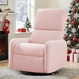 Korser 360° Swivel Glider Chair, Rocking Chair Nursery with Side Pockets, Deep Cushioned Seat, Nursery Chair with Steel Structure Base, Sherpa Swivel Chairs for Living Room, Bedroom, Baby Room