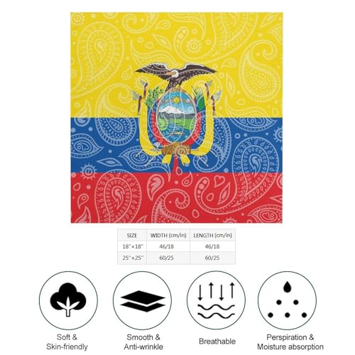 Paisley Ecuador Flag Stylish Bandanas For Women Satin Wrap Neck Square Scarves Women Gift2