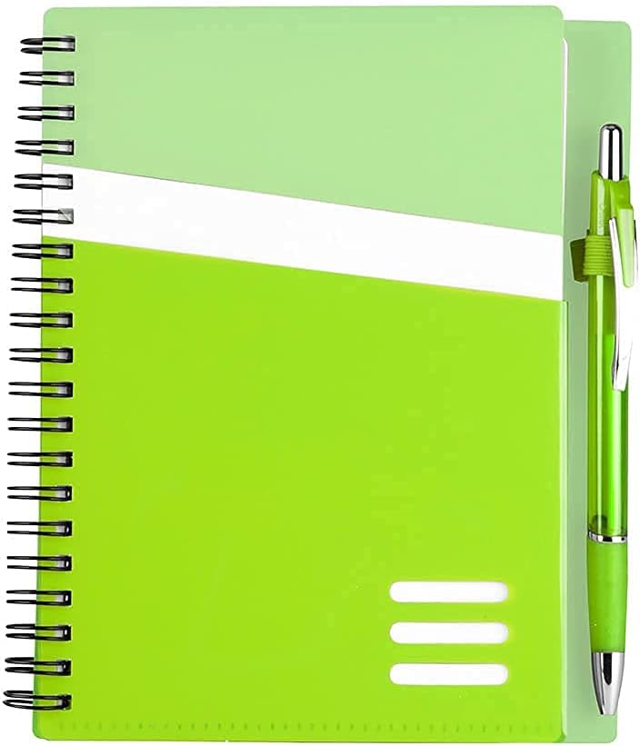 Edge Hardcover Spiral Notebook with Matching Pen, 80 Sheets/160 Pages Lined Journal - Lime Green