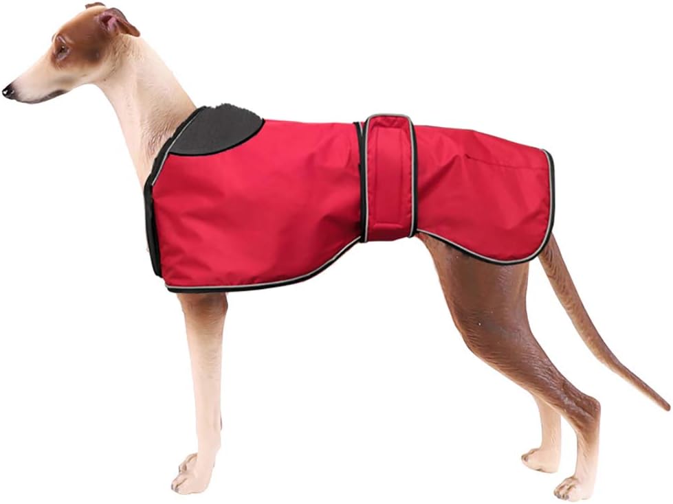 Waterproof Dog Jacket, Dog Winter Coat with Warm Fleece Lining, Outdoor Dog Apparel with Adjustable Bands For Medium, Large Dog - Red - L